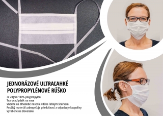 rúško jednorazové ultraľahké polypropylénové